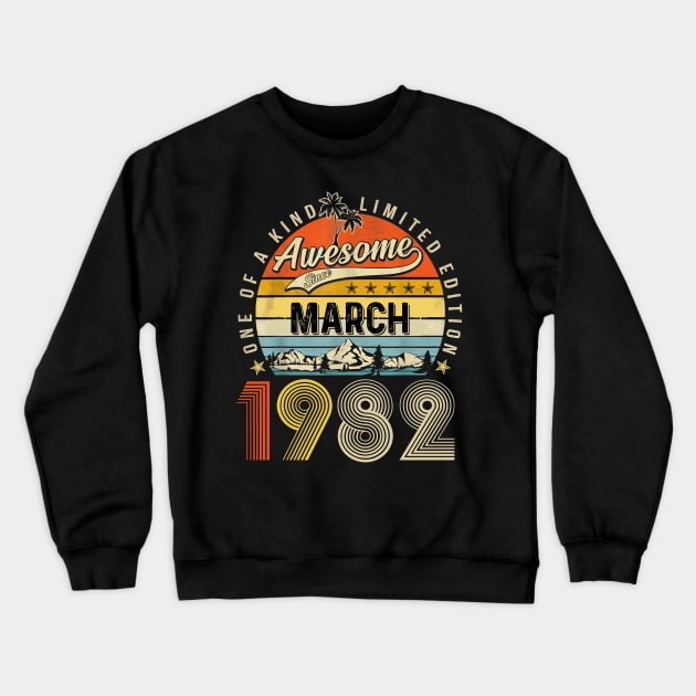 Awesome Since March 1982 Vintage 41st Birthday Crewneck Sweatshirt by Vintage White Rose Bouquets